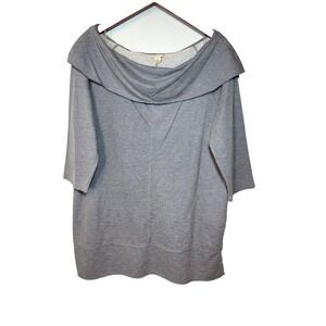 Zenergy by Chicos Blue Gray Cowl Neck Raglan Sleeve Sweatshirt Pockets Size 3